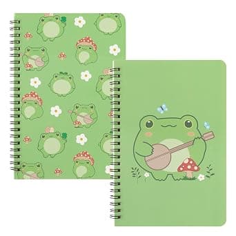 A5 Spiral Notebooks, 2 Pack, Cute Funny Green Frog Pattern Design 8.3x5.7'' College Ruled Notepads, Hardcover Spiral Travel Journal for Kids & Teens, Back to School Diary, Drawing, Exercise Book on Amazon.ae - Price Tracker
