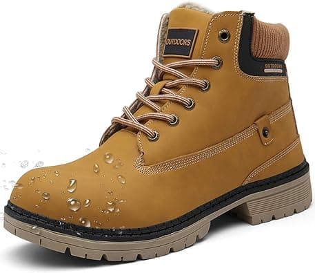 Snow Boots Womens Mens Winter Flat Ankle Boots Warm Fur Lined Fashion Combat Leather Shoes Casual Work Walking Hiking Lace Up Outdoor Trainer Urban on Amazon.ae - Price Tracker
