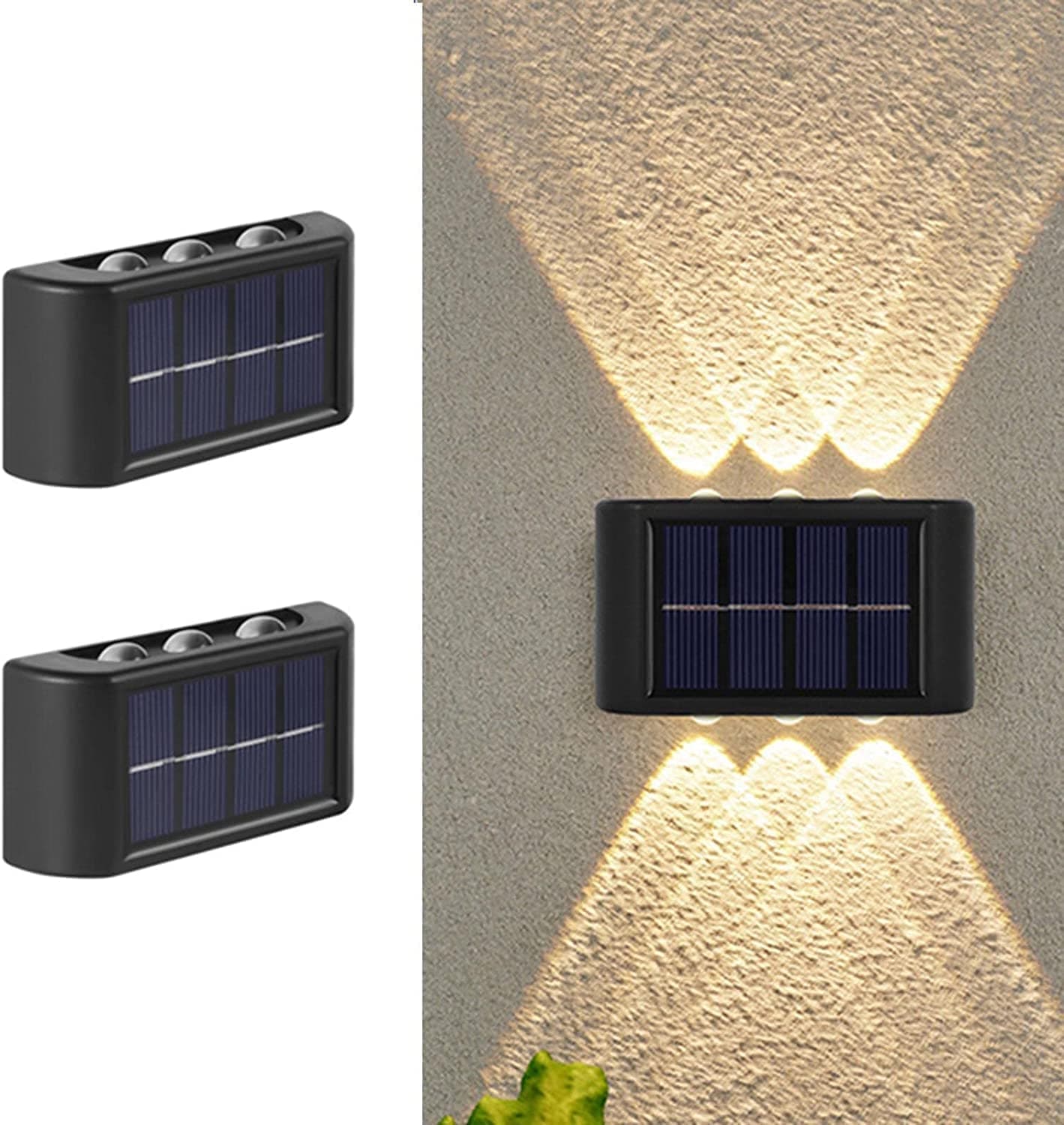 ASLIDECOR 6 Led Solar Up Down Wall Lights, 2 Pack Warm White Illuminate Outdoor Wall Lamps for House,Small Exterior Light Fixture Waterproof Nordic Style Lighting Decor for Home Garden Porch on Amazon.ae - Price Tracker