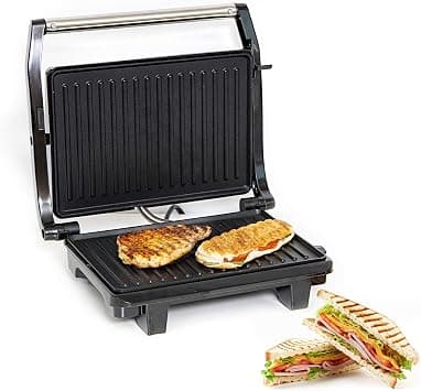 Geepas Stainless Steel Grill Maker, Power and Ready Light, GGM5394 | Non-Stick Cooking Plate | Easy to Clean | Practical Cable Winding | Lid Locking for Space-Saving Vertical Storage | Pilot Light on Amazon.ae - Price Tracker