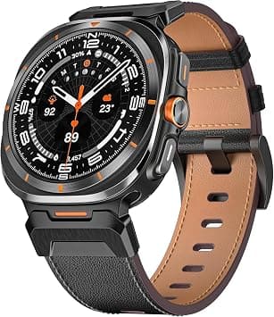 Azonee Genuine Leather Ultra Bands Compatible with Samsung Galaxy Watch 7 Ultra 47mm for Men Women, Quick Fit Rugged Military Band, Rugged Leather Wide Sport Strap with Stainless Steel Metal Adapter - Best Deal Finder
