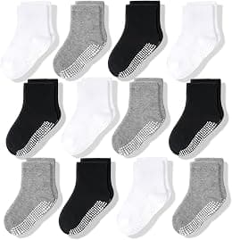 CozyWay Non Slip Toddler Socks for Kids With Grips 12 Pairs Sticky Anti Skids Boys Girls 1-9 Years - Best Deal Finder