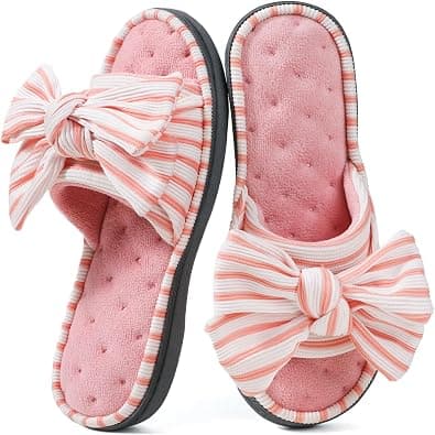 ULTRAIDEAS Women's Memory Foam Open Toe Slide Slippers with Cute Bowknot, Ladies' Slip on House Shoes Spa Slippers with Indoor Outdoor Anti-Skid Rubber Sole - Amazon.ae Price Tracker