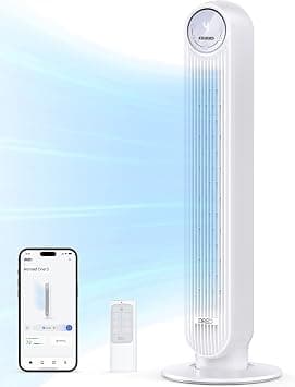 Dreo Smart Tower Fan with WiFi Function, Quiet Fan with Voice Control & Remote, 90° Oscillating, 4 Modes, 4 Speeds, 8H Timer, Standing Cooling Fans for Bedroom Office, Work with Alexa Google Assistant on Amazon.ae - Price Tracker