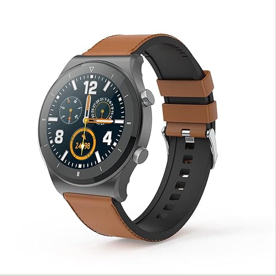 Pebble Revo Smartwatch, 1.3"(3.3cm) HD Touchscreen, Bluetooth Calling, Smart Watch with Rolling UI &amp; Dual Button Technology, Spo2, Heart Rate &amp; Temperature Monitoring (Tan Leather) on Amazon.ae - Price Tracker