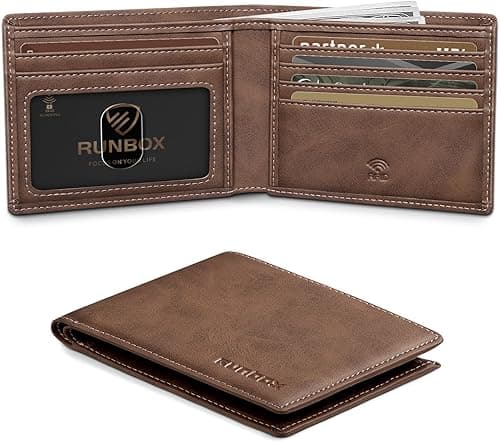 RUNBOX Wallet for Men Slim Credit Card Holder Leather RFID Blocking Small Thin Men's Wallet Bifold Minimalist Front Pocket Large Capacity Gift Box on Amazon.ae - Price Tracker