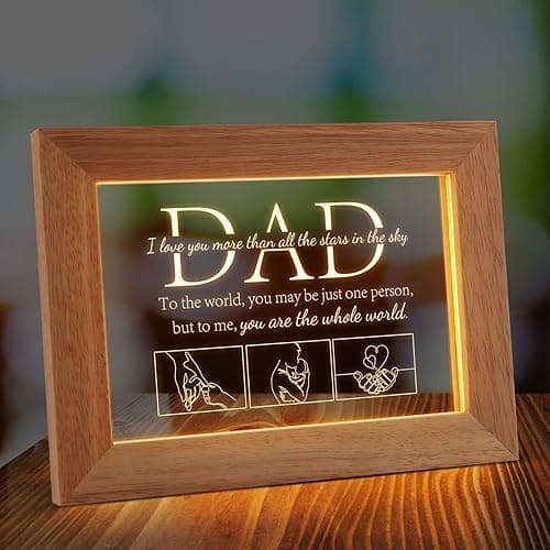 Azonee Dad Birthday Gifts from Daughter Son, Dad Gifts for Men Night Warm White Light Frame with Grateful Sayings, Bedroom Decor for Birthday Fathers Day Presents on Amazon.ae - Price Tracker