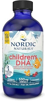 Nordic Naturals Children's DHA Liquid Strawberry | Omega-3 Fish Oil for Kids with EPA & DHA to Support Brain Development, Vision & Cognitive Function, Non-GMO | 4 oz (118 ml) on Amazon.ae - Price Tracker