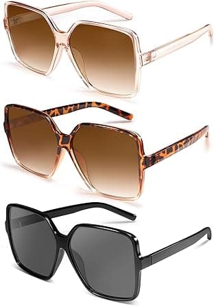 Dollger Oversized Square Sunglasses for Women Big Large Wide Fashion Shades for Men UV Protection Unisex on Amazon.ae - Price Tracker