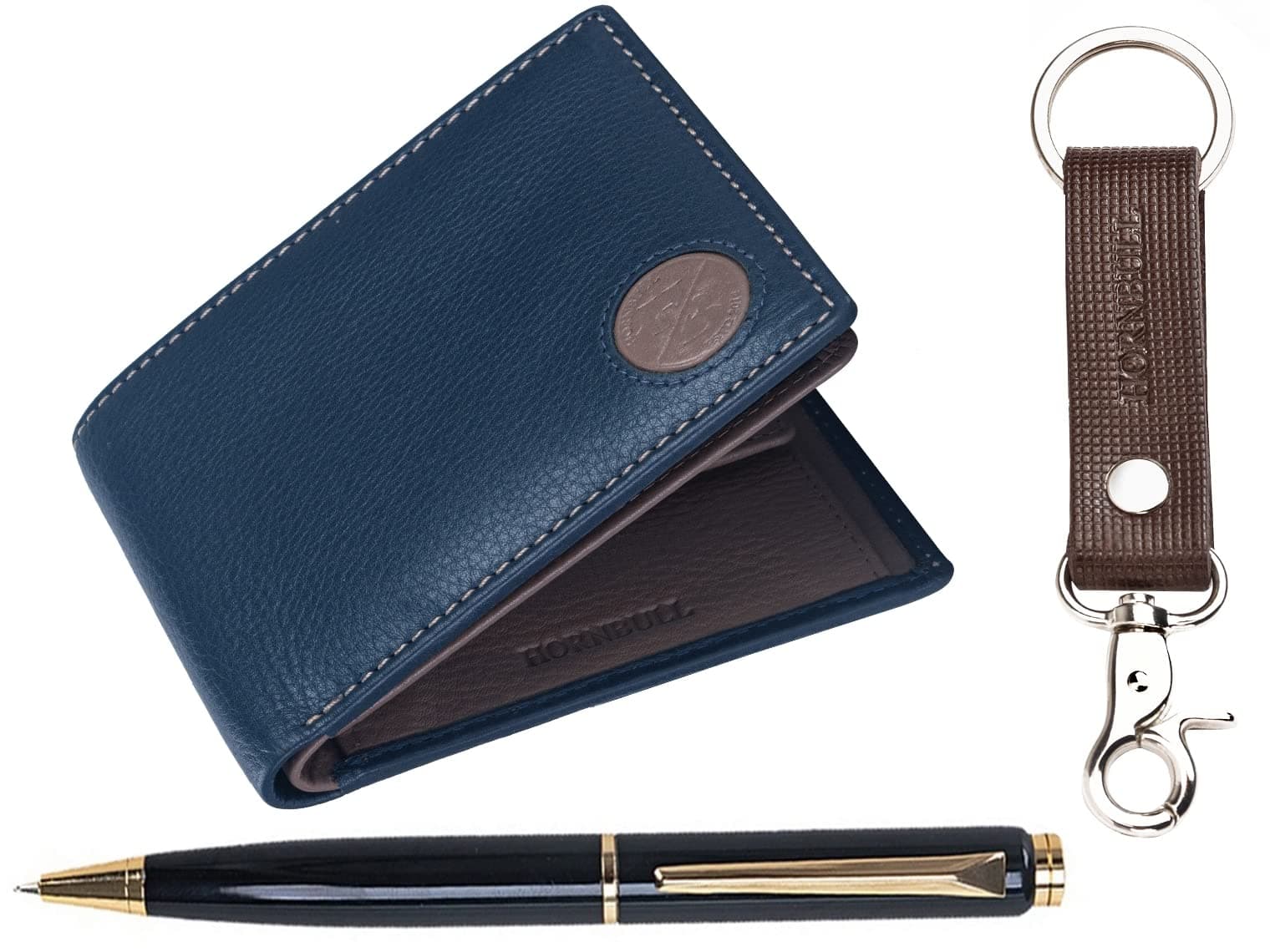 HORNBULL Billy Navy/Mud Leather Wallets for Men, Keyring & Pen Combo Gift Set for Men | Wallet Men Leather Branded on Amazon.ae - Price Tracker