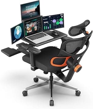 DROGO Ergonomic Office Chair for Work from Home | High Back Mesh Computer Chair with Adaptive Lumbar Support,4D Armrest,Footrest,Tray,Adjustable Headrest | Executive Desk Chair for Office (Black) على Amazon.ae - متتبع الأسعار