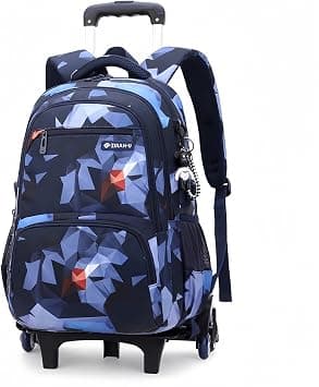 Trolley Backpack for Elementary and Medium School, Backpacks with Wheels for School Travel for Boy, Geometry Blue على Amazon.ae - متتبع الأسعار