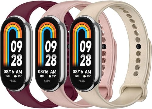 Demark 3 Pack Bands for Mi Band 8 Strap Soft Silicone Replacement Sport Wristband for Xiaomi Mi Band 8 Watch Band Accessories for Women Men (Starlight/Smoke Purple/Milk Tea), Wine Red/Rose Gold/Gold on Amazon.sa - Price Tracker