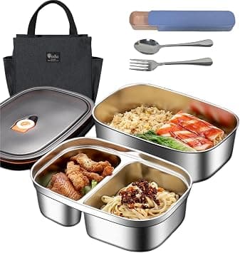 Lunch Box Bento Lunch Box 316 Stainless Steel Lunch Box 1200ML*1 1700ML*1 For Adults Micro-Pressure Freshness-Locking Technology with Cutlery And Thermal Bag on Amazon.ae - Price Tracker