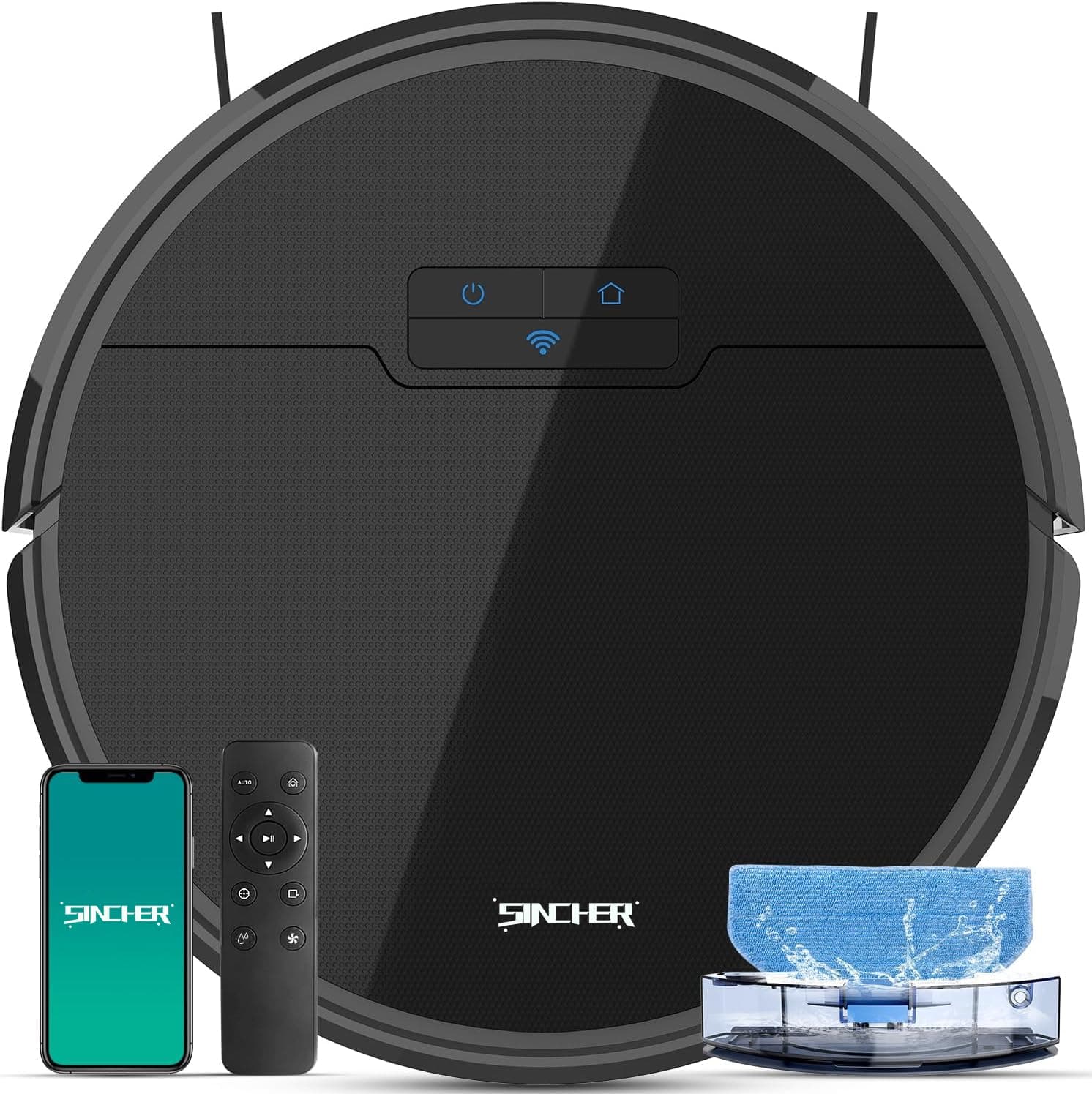 SINCHER Robot Vacuum Cleaner with Mop Function, 6300Pa Strong Suction Power Vacuum Cleaner Robot, 120 Min Runtime & Self-Charging, WiFi, 2-in-1, Ideal for Pet Hair, Carpet on Amazon.ae - Price Tracker