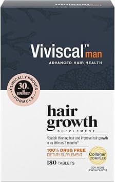 Viviscal Men's Hair Growth Supplements for Thicker, Fuller Hair, Clinically Proven with Proprietary Collagen Complex, 180 Tablets - 3 Month Supply على Amazon.ae - متتبع الأسعار