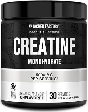 Jacked Factory Creatine Monohydrate Powder (150g - 5g Daily) Creatine Supplement for Men and Women, Vegan Friendly, Third Party Tested - 30 Servings, Unflavored on Amazon.ae - Price Tracker