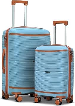 Hard Shell Unbreakable Expandable PP Luggage Lightweight, Secured Lock, Smooth Wheels Suitcase (Light Blue, 2PCS SET 20/24 Inch) على أمازون - دليلك لأفضل العروض