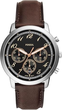Fossil Men's Neutra Arabic Chronograph Stainless Steel Watch, Color: Silver/Brown/Black Arabic (Model: FS6024) - Best Deal Finder