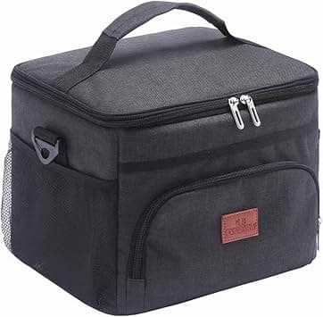 Qiccijoo Lunch Bags 15L Insulated Cooler Bag for Men Women, Reusable Insulated Waterproof Lunch Bag for Office Work School Picnic Beach Gym (Black) على Amazon.ae - متتبع الأسعار