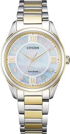 Citizen Women's Eco-Drive Dress Classic Arezzo Diamond Two-Tone Stainless Steel Watch, White Dial (Model: EM0874-57D) - Amazon.ae Price Tracker