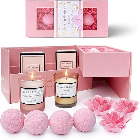 Empire Scented Candles &amp; Bath Bombs Gift Set – 20pcs Rose Scented Soap Flowers, Birthday Gifts for Her, Relaxation Spa Set for Women on Amazon.ae - Price Tracker
