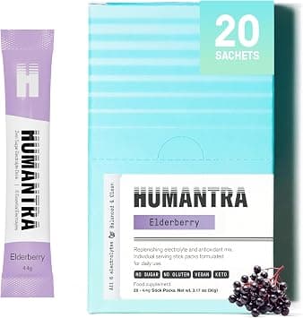 Humantra Electrolytes Powder - Elderberry Flavor, 20ct - Powdered Hydration Sachets - Plant-Based Electrolyte Powder with 6 Electrolytes - Vegan, Sugar Free, Gluten Free - Best Deal Finder