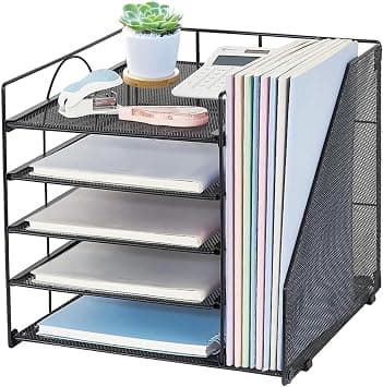 Desk Organizers and Accessories, 5-Tier Paper Letter Tray Organizer with File Holder, Desktop Organizer for Office Supplies, Office Desk Accessories & Workspace on Amazon.ae - Price Tracker