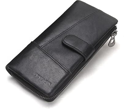 Contacts Man Genuine Leather Card Case Bifold Folder Cheque Book Organiser, black, Einheitsgröße, Vintage on Amazon.ae - Price Tracker