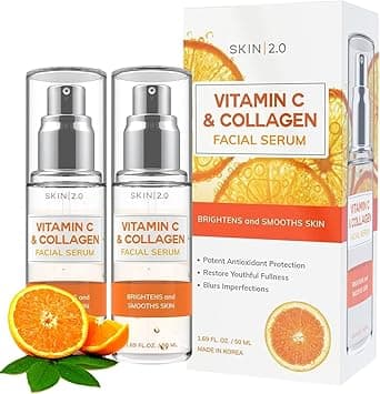 Vitamin C Serum With Collagen - Dermatologist Tested Korean Care for Dark Spots & Brightening - Anti Aging & Acne Facial Serum - Cruelty Free - For All Types - 1.69oz (2pk) - Amazon.ae Price Tracker
