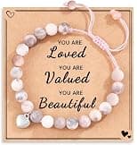 Wisfunlly Sweet Heart Charm Natural Stone Bracelet for Teen Girls, Daughter Granddaughter Niece Bracelet, Jewelry Charm Bracelets Gifts for Teenage Teen Girls - Best Deal Finder