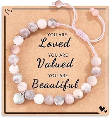 Wisfunlly Sweet Heart Charm Natural Stone Bracelet for Teen Girls, Daughter Granddaughter Niece Bracelet, Jewelry Charm Bracelets Gifts for Teenage Teen Girls on Amazon.ae - Price Tracker
