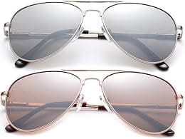 Polarized Kids Teens Juniors Aviator Polarized Sunglasses Stainless Steel Frame Spring Hinge UV Protection - Best Deal Finder