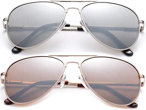 Polarized Kids Teens Juniors Aviator Polarized Sunglasses Stainless Steel Frame Spring Hinge UV Protection على Amazon.ae - متتبع الأسعار