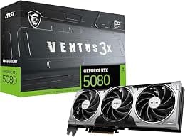 MSI GeForce RTX 5080 16G Ventus 3X OC — 16GB GDDR7 (30Gbps/256-bit), PCIe 5, Boost: 2640MHz, HDMI 2.1b, DisplayPort 2.1b - Best Deal Finder