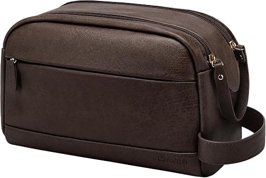 PU Leather Toiletry Bag for Men, Dark Brown on Amazon - Best Deal Finder