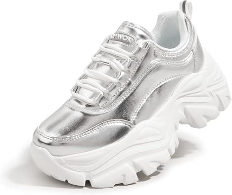 K KIP WOK Chunky Sneakers for Women Fashion Platform White Leather Casual Dad Shoes Comfortable Wedge Walking Sport on Amazon.ae - Price Tracker