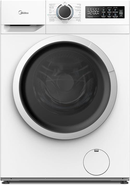 Midea 7Kg Front Load Washing Machine, Titanium, 1200 RPM, Digital LED Display, BLDC Inverter Motor, 15 Programs with Drum Clean, White, MF110W70BW-GCC على Amazon.ae - متتبع الأسعار