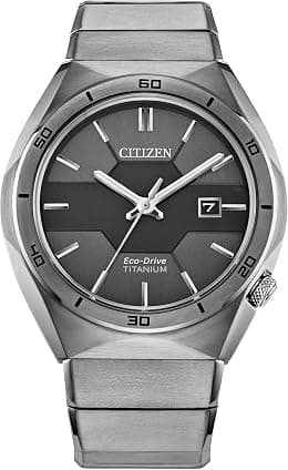 Citizen Men's Eco-Drive Sport Luxury Armor Watch in Super Titanium, Black Dial (Model: AW1660-51H), Black - Best Deal Finder