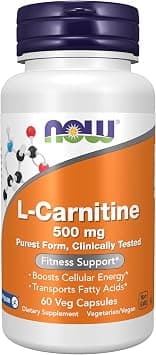 NOW L-Carnitine 500mg, 60 Veg Capsules - Best Deal Finder