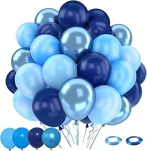 Blue Balloons Set, 50 pcs 12 inch Metallic Navy Blue, Pastel Light Blue Latex Balloons Kit for Happy Birthday Baby Shower Wedding Party Decorations for Men Boy on Amazon.ae - Price Tracker
