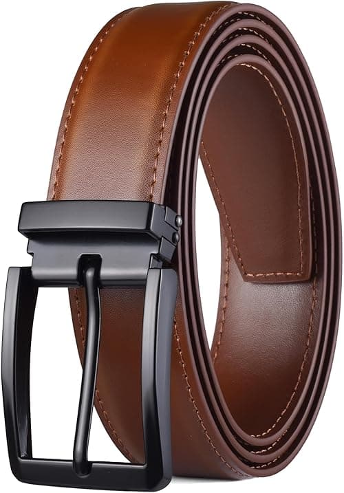 Men's Dress Belt Black Leather Belts for Jeans on Amazon.ae - Price Tracker