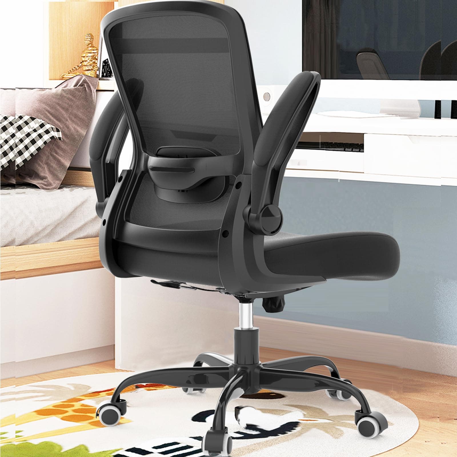Ergonomic Office Chair - BIFMA Certified High Back Mesh Desk Chair with Adjustable Lumbar Support & Flip-Up Armrests for Home Office (Modern, All Black) on Amazon.ae - Price Tracker