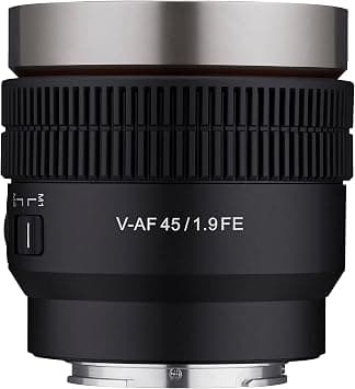 Samyang 45mm T1.9 Full Frame Cine Auto Focus Lens for Sony E (SYCAF45-NEX) | Manual focus cine lens delivers smooth focus control and cinematic image quality for professional video production. على Amazon.ae - متتبع الأسعار