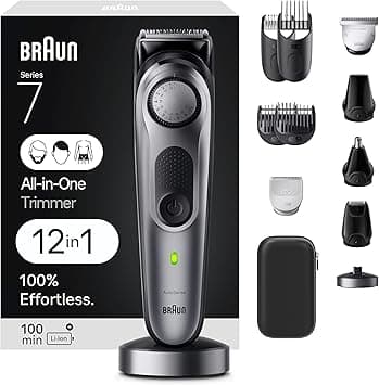 Braun All-In-One Style Kit Series 7 7440, 12-in-1 Trimmer for Men with Beard Trimmer, Body Trimmer for Manscaping, Hair Clippers & More, Braun's Sharpest Blade, 40 Length Settings, Rechargeable 100 on Amazon.ae - Price Tracker