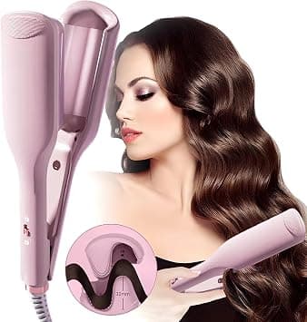 Beauenty Waver Curling Iron, 1.25 Inch 2 Barrel Double Negative Ion Curling Wand, 11 Adjustable Temperature, 30S Rapid Heating Curling Wand, Hair Curler Tool for Wide Deep Waves (Pink) on Amazon.ae - Price Tracker