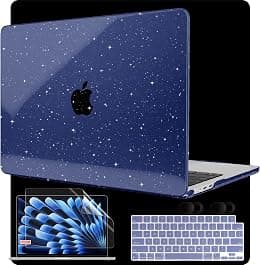 MEEgoodo Glitter Case for MacBook Air 13 inch 2026 2025 2024 2022, Fit Model A3449(M5)/A3240(M4)/A3113 (M3)/A2681(M2), Laptop Shell for MacBook Air 13.6 with Keyboard & Camera Cover, Star Blue - Best Deal Finder