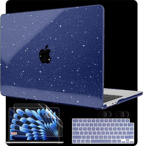 MEEgoodo Glitter Case for MacBook Air 13 inch 2026 2025 2024 2022, Fit Model A3449(M5)/A3240(M4)/A3113 (M3)/A2681(M2), Laptop Shell for MacBook Air 13.6 with Keyboard & Camera Cover, Star Blue on Amazon.ae - Price Tracker