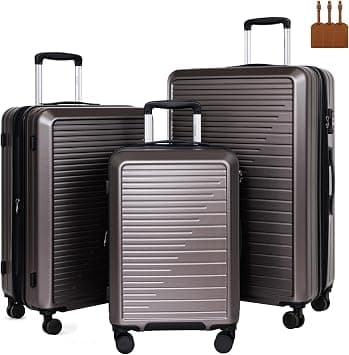 OUZZO Luggage Sets of 3 Hardshell Expandable PC Travel Bag Set Lightweight Trolley Luggage with tsa Approved Lock Suitcase Set with Spinner Wheels on Amazon.ae - Price Tracker