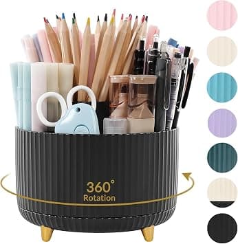 SKYDUE 360 Degree Rotating Desk Organizer, Dual-Purpose Pencil Pen Holder for Desktop, Rotating Desk Pen Organizer with 5 Slots, Office Supplies, Pencil Cup for Office, School, Home على Amazon.ae - متتبع الأسعار